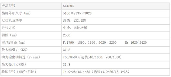 雙力SL1804輪式拖拉機參數(shù)